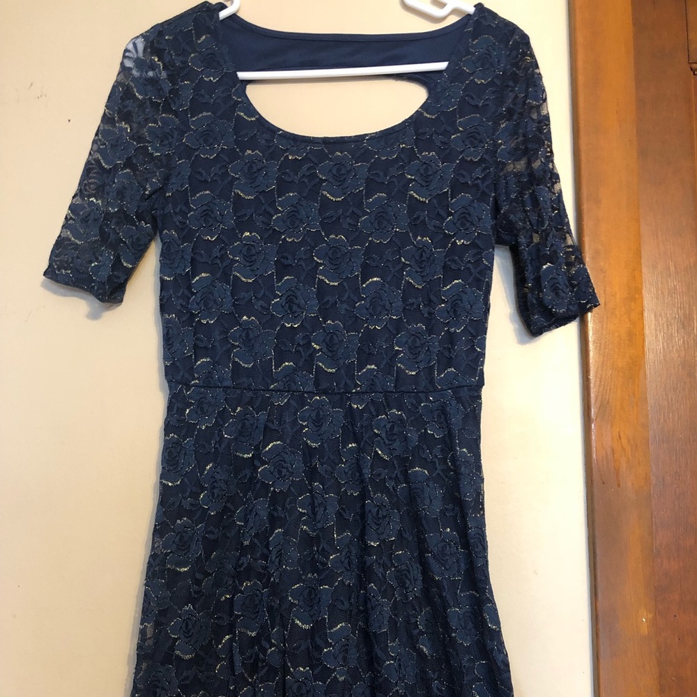 Beautiful navy and gold lace dress